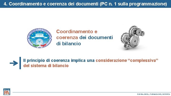 4. Coordinamento e coerenza dei documenti (PC n. 1 sulla programmazione) Coordinamento e coerenza 4. Coordinamento e coerenza dei documenti (PC n. 1 sulla programmazione) Coordinamento e coerenza