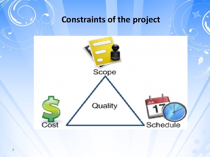 Constraints of the project 8 