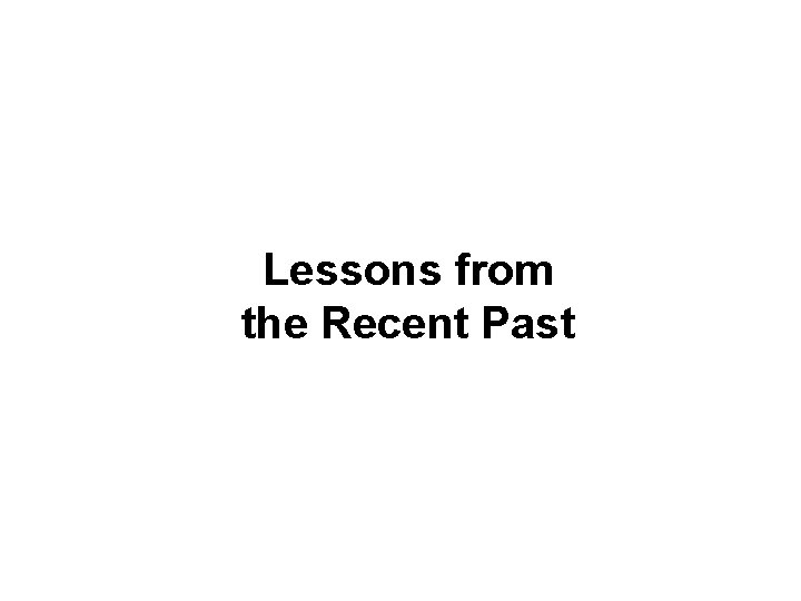 Lessons from the Recent Past Lessons from the Recent Past