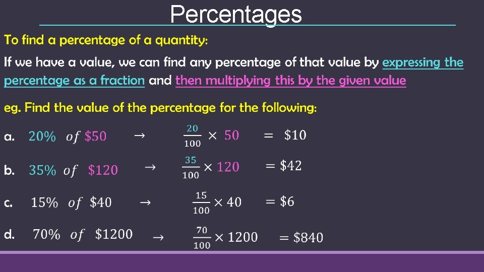 Percentages 