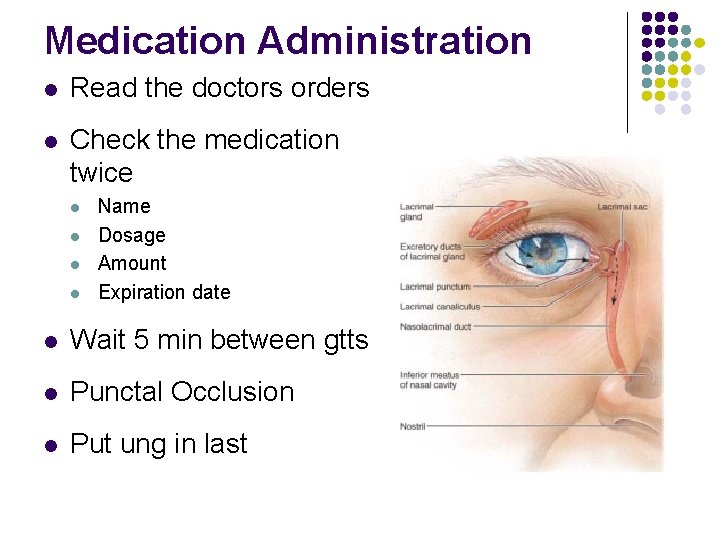 Medication Administration l Read the doctors orders l Check the medication twice l l