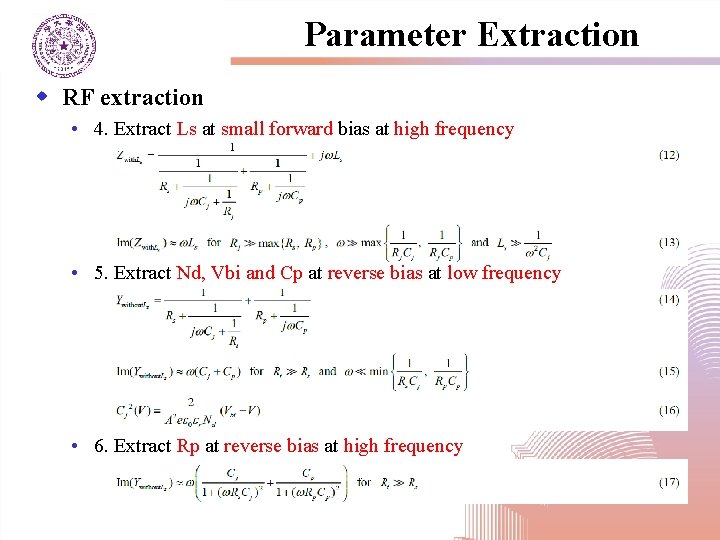 Parameter Extraction w RF extraction • 4. Extract Ls at small forward bias at