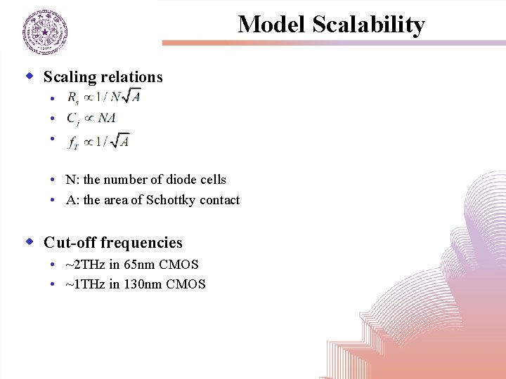 Model Scalability w Scaling relations • • N: the number of diode cells •