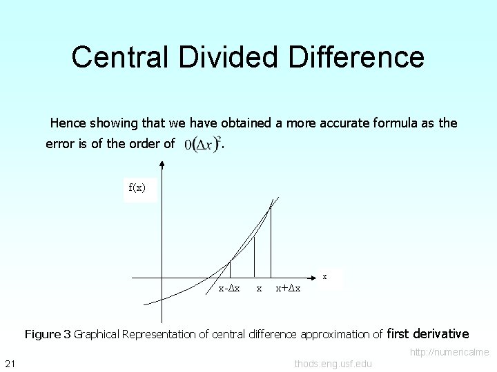 Central Divided Difference Hence showing that we have obtained a more accurate formula as