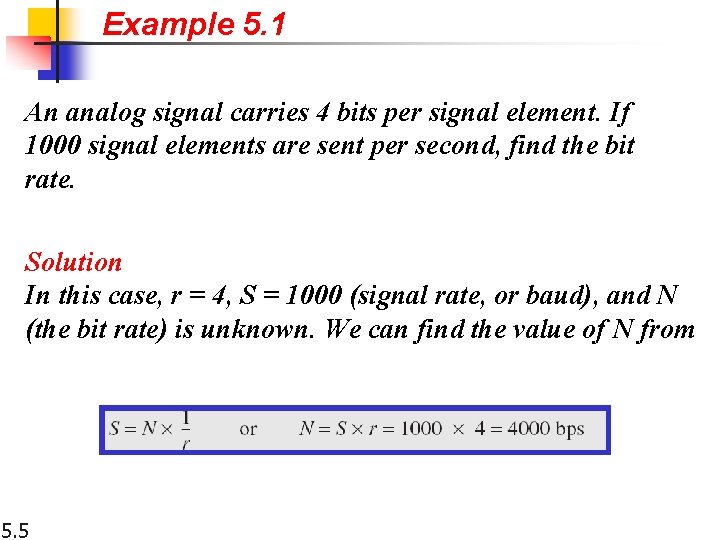 Example 5. 1 An analog signal carries 4 bits per signal element. If 1000