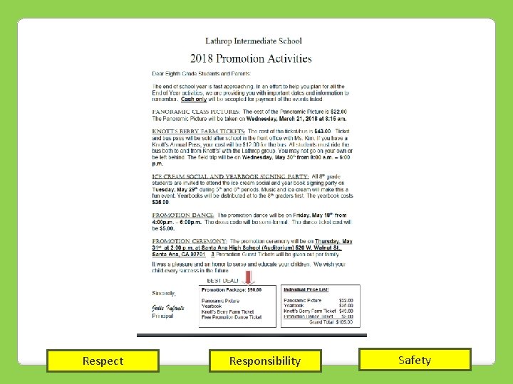 Respect Responsibility Safety 