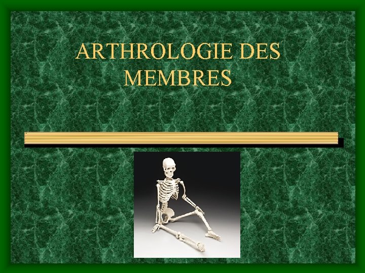 ARTHROLOGIE DES MEMBRES 