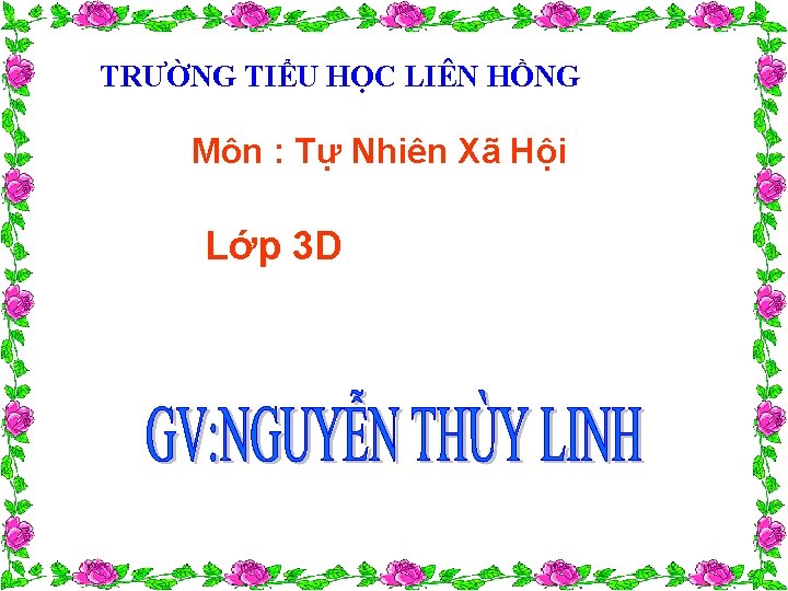 TRƯỜNG TIỂU HỌC LIÊN HỒNG Môn : Tự Nhiên Xã Hội Lớp 3 D