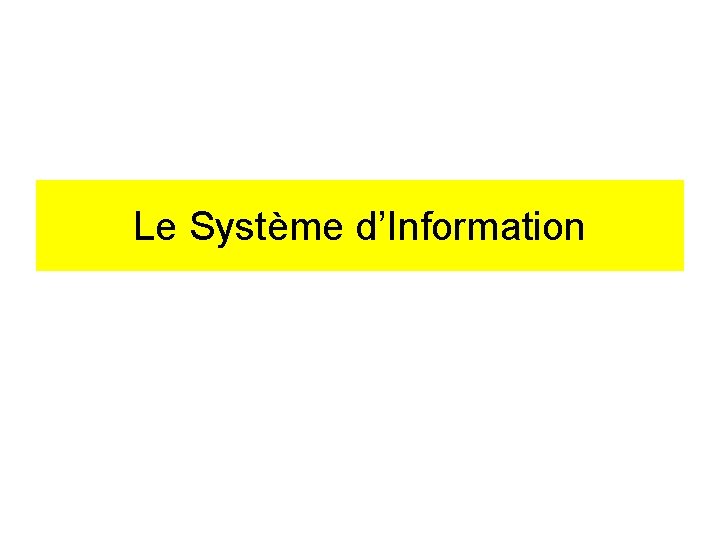 Le Système d’Information 