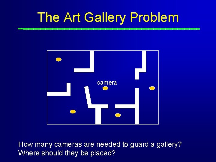 The Art Gallery Problem camera How many cameras are needed to guard a gallery?