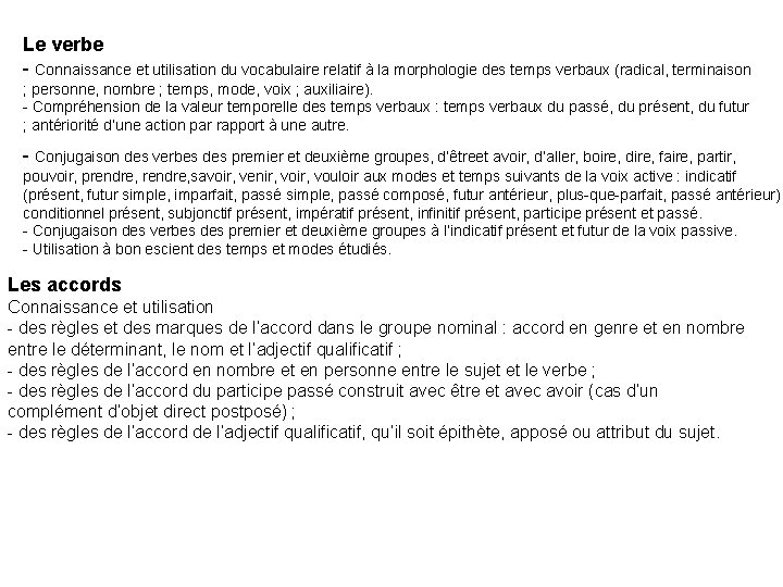 Le verbe - Connaissance et utilisation du vocabulaire relatif à la morphologie des temps