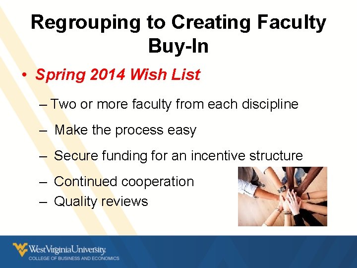 Regrouping to Creating Faculty Buy-In • Spring 2014 Wish List – Two or more Regrouping to Creating Faculty Buy-In • Spring 2014 Wish List – Two or more