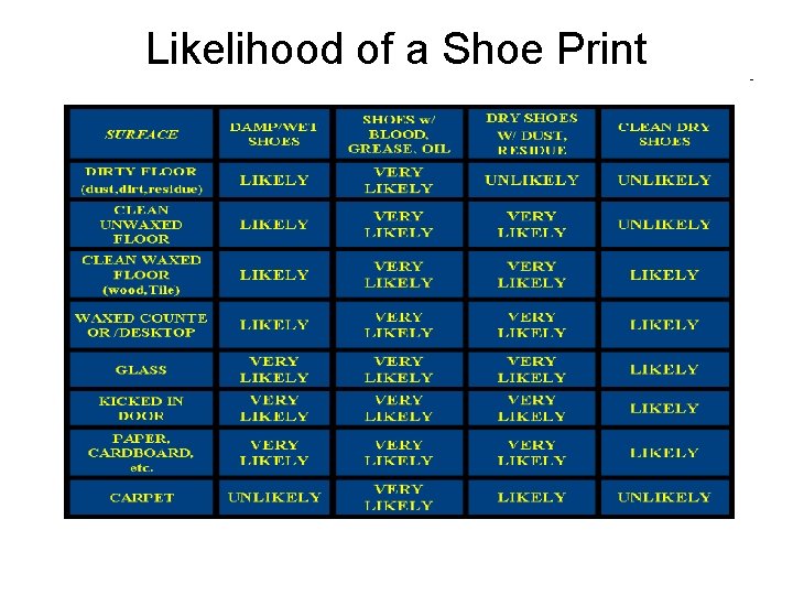 Likelihood of a Shoe Print 