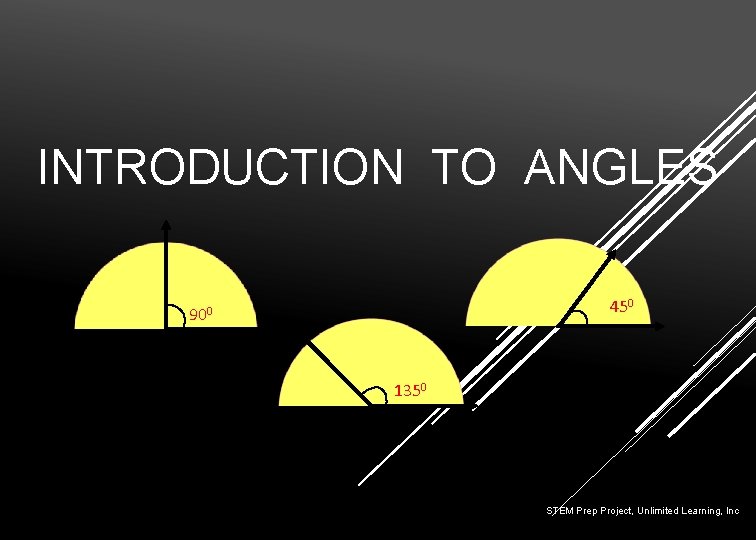 INTRODUCTION TO ANGLES 450 900 1350 STEM Prep Project, Unlimited Learning, Inc 