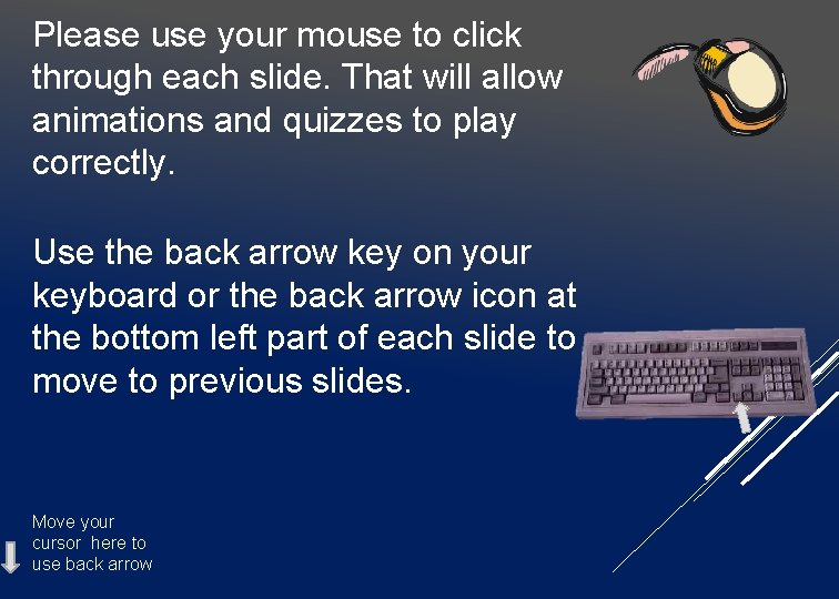 Please use your mouse to click through each slide. That will allow animations and