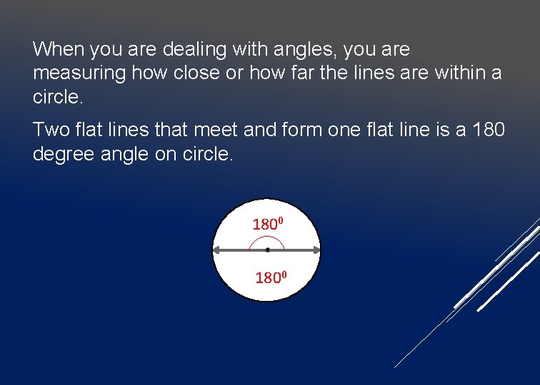 When you are dealing with angles, you are measuring how close or how far