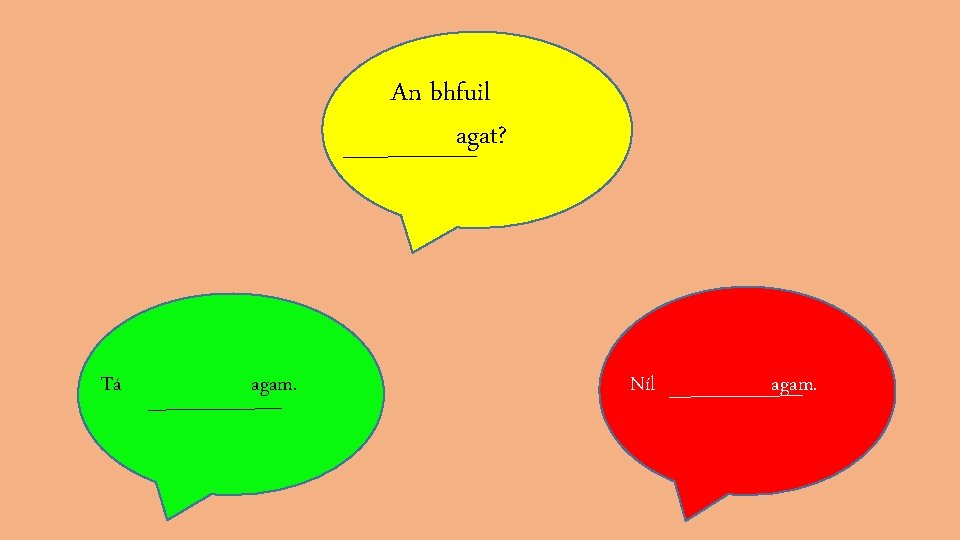 An bhfuil agat? Tá agam. Níl agam. 