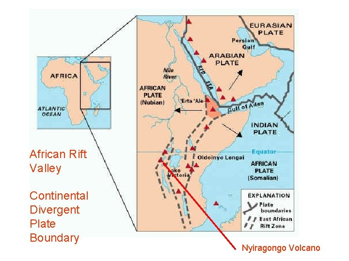 African Rift Valley Continental Divergent Plate Boundary Nyiragongo Volcano 