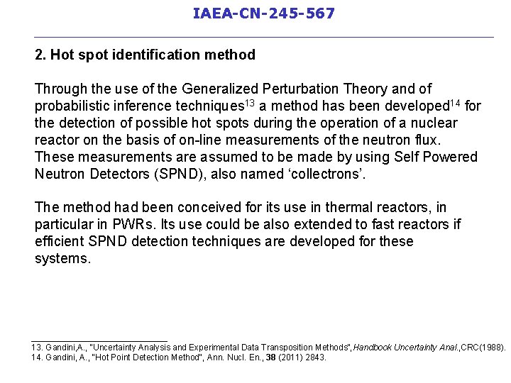 IAEA-CN-245 -567 __________________________ 2. Hot spot identification method Through the use of the Generalized