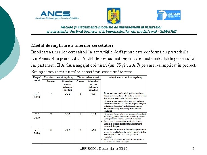 Metode şi instrumente moderne de management al resurselor şi activităţilor destinat fermelor şi întreprinzatorilor