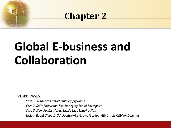 Chapter 2 Global E-business and Collaboration VIDEO CASES Case 1: Walmart’s Retail Link Supply