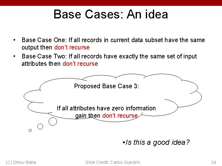 Base Cases: An idea • Base Case One: If all records in current data