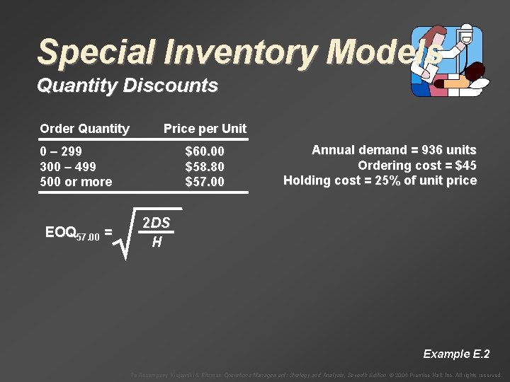 Special Inventory Models Quantity Discounts Order Quantity Price per Unit 0 – 299 300