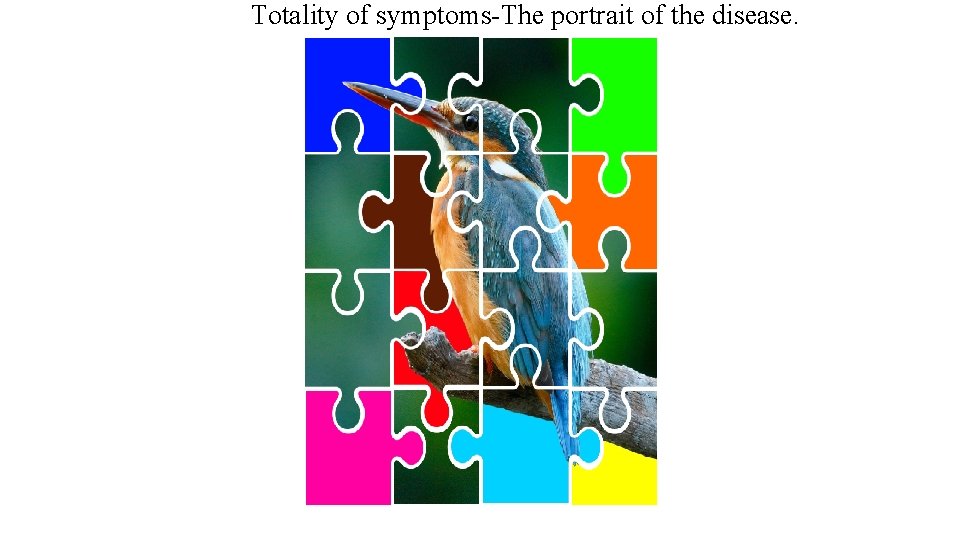 Totality of symptoms-The portrait of the disease. Totality of symptoms-The portrait of the disease.