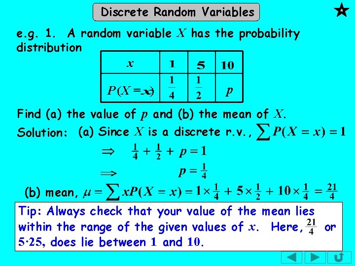 Discrete Random Variables e. g. 1. A random variable X has the probability distribution