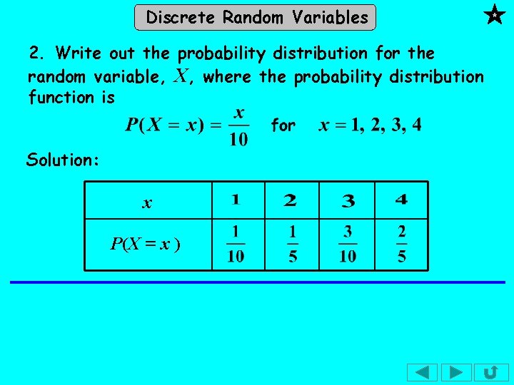 Discrete Random Variables 2. Write out the probability distribution for the random variable, X,