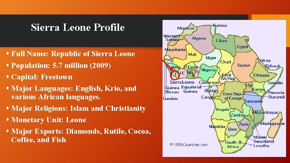 Sierra Leone Profile s Full Name: Republic of Sierra Leone s Population: 5. 7