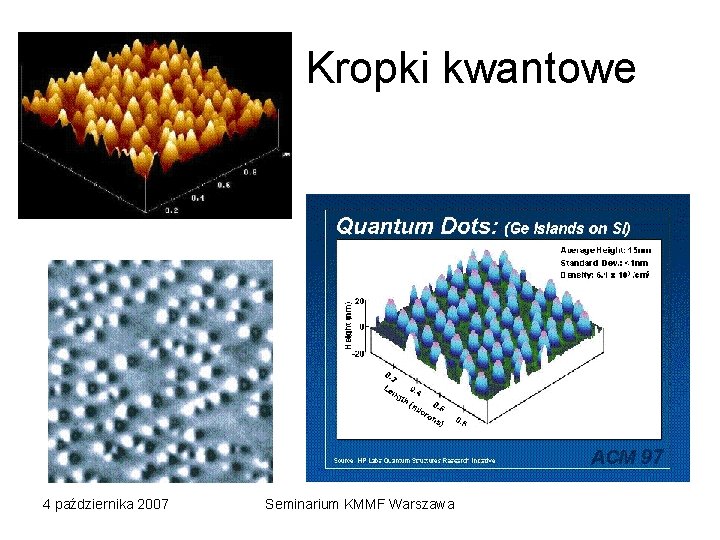 Kropki kwantowe 4 października 2007 Seminarium KMMF Warszawa 