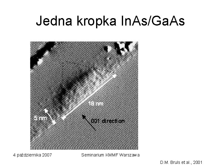 Jedna kropka In. As/Ga. As 4 października 2007 Seminarium KMMF Warszawa D. M. Bruls