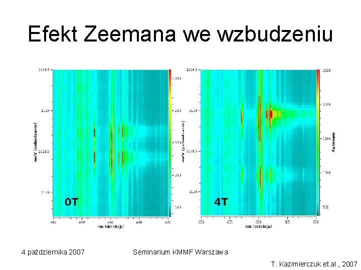 Efekt Zeemana we wzbudzeniu 4 października 2007 Seminarium KMMF Warszawa T. Kazimierczuk et al.