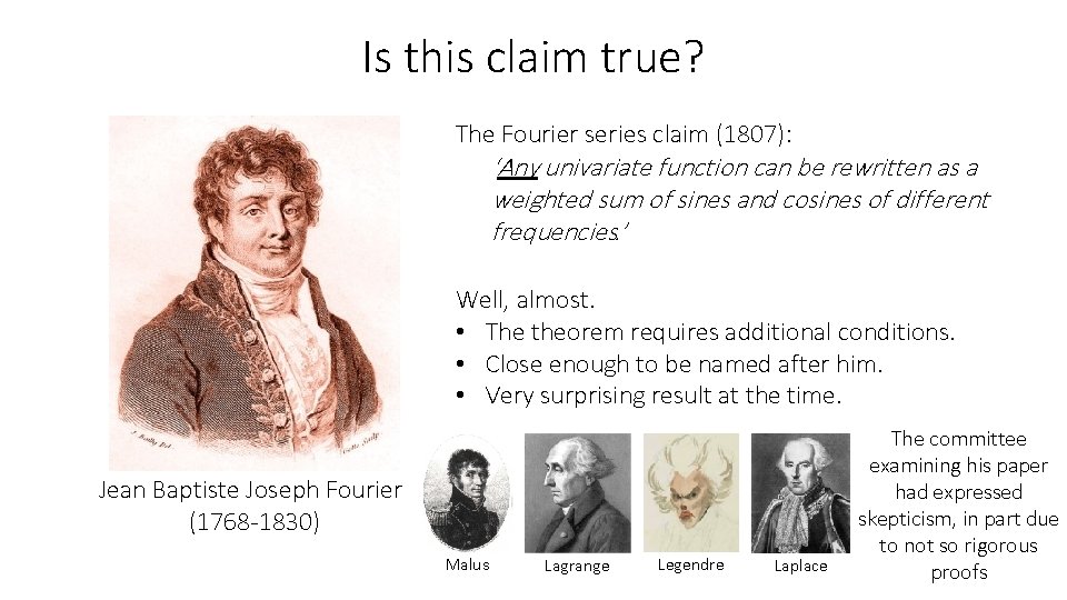 Is this claim true? The Fourier series claim (1807): ‘Any univariate function can be