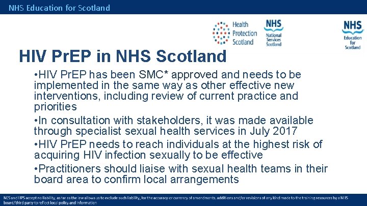 NHS Education for Scotland HIV Pr. EP in NHS Scotland • HIV Pr. EP