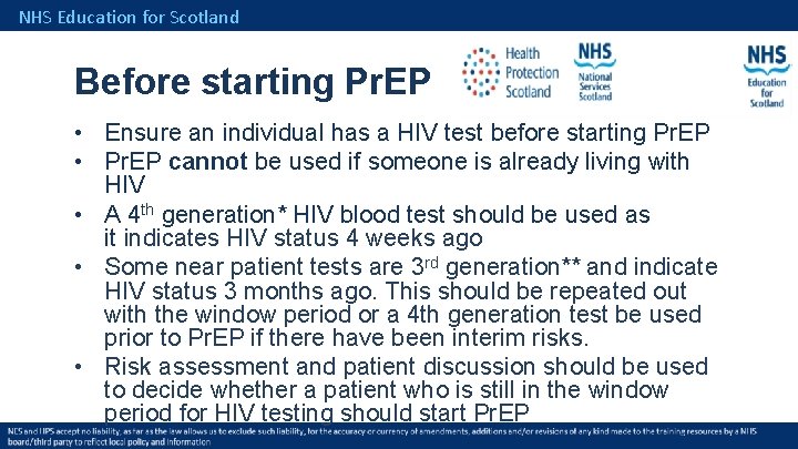 NHS Education for Scotland Before starting Pr. EP • Ensure an individual has a