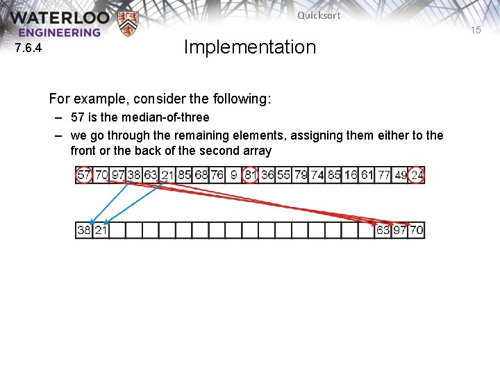 Quicksort 15 7. 6. 4 Implementation For example, consider the following: – 57 is Quicksort 15 7. 6. 4 Implementation For example, consider the following: – 57 is