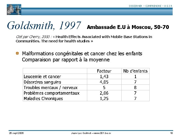 DISCERNER – COMPRENDRE – A G I R Goldsmith, 1997 Ambassade E. U à