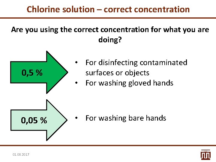 Chlorine solution – correct concentration Are you using the correct concentration for what you Chlorine solution – correct concentration Are you using the correct concentration for what you