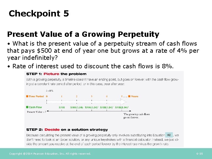 Checkpoint 5 Present Value of a Growing Perpetuity • What is the present value