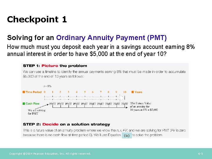 Checkpoint 1 Solving for an Ordinary Annuity Payment (PMT) How much must you deposit