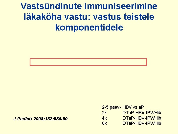 Vastsündinute immuniseerimine läkaköha vastu: vastus teistele komponentidele J Pediatr 2008; 152: 655 -60 2