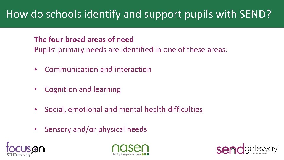 How do schools identify and support pupils with SEND? Why is HQT important? The
