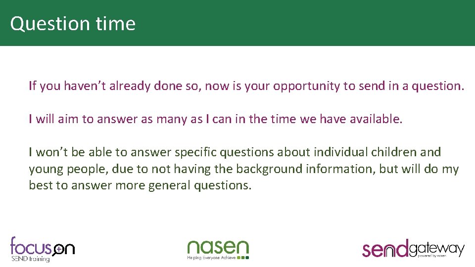 Question time Why is HQT important? If you haven’t already done so, now is
