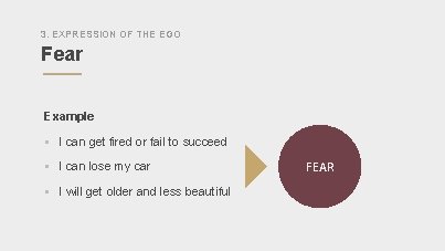 3. EXPRESSION OF THE EGO Fear Example § I can get fired or fail