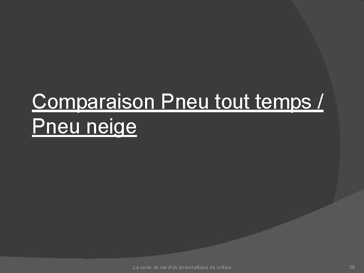 Comparaison Pneu tout temps / Pneu neige Le cycle de vie d'un pneumatique de