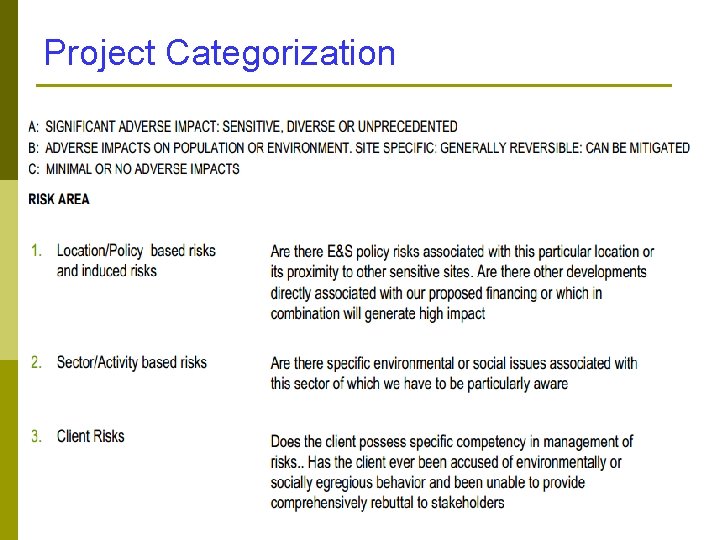 Project Categorization 