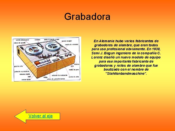 Grabadora En Alemania hubo varios fabricantes de grabadores de alambre, que eran todos para