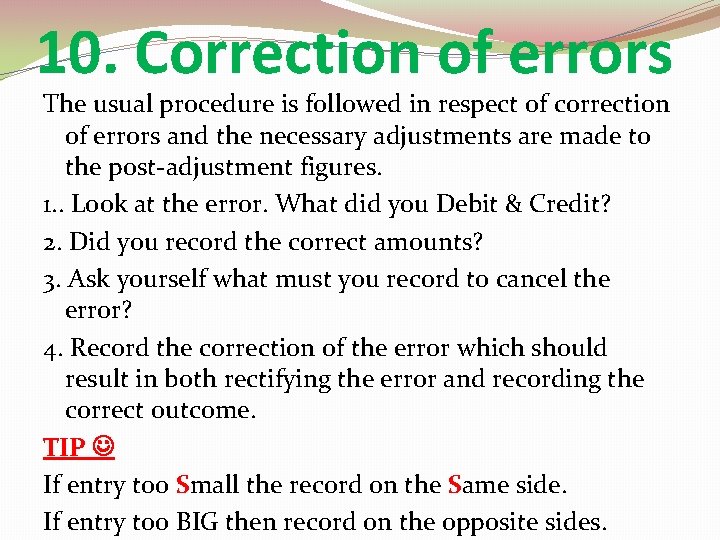 10. Correction of errors The usual procedure is followed in respect of correction of